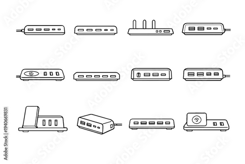 Icon station aesthetic housing charging desktop usb vector geometry refined visual icons