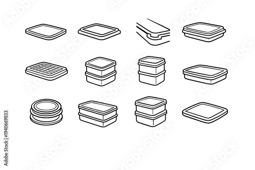 Lid solution icon vector organization container form clean stackable containers secure