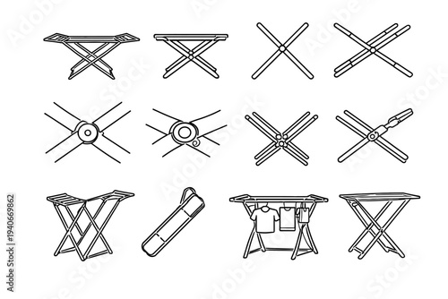 Arms tidy folding geometry rack foldable icon quick structural collapse proportions clothes