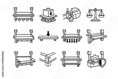 Icon solid stable outline over reinforced vector joints clean proportions door reliability