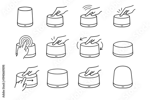 Vector smart lighting lamp surface icon geometry touch outline design interaction