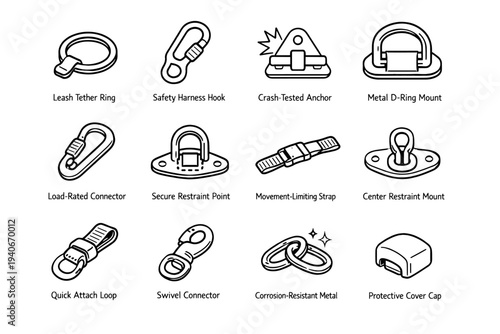 Pet icon cover loop safety vector ring strap seat cap hook protective