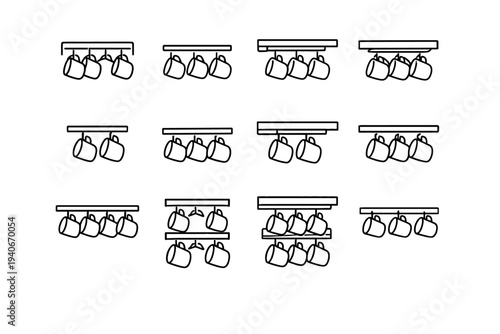 Vector usage space approach modern cup minimalist clean rack icon compact placement