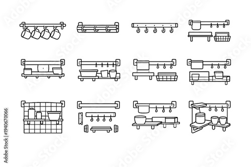 Modern solution cup variant compact vector system easy wall icon mounted outline