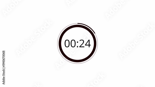 30 second countdown timer animation on a transparent background, 30 second to 0 second countdown timer with alpha channel in 4k.