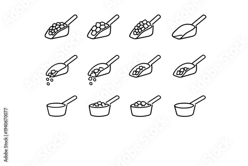 Reduced smooth outline icon modern minimalist vector clutter pet style scoop