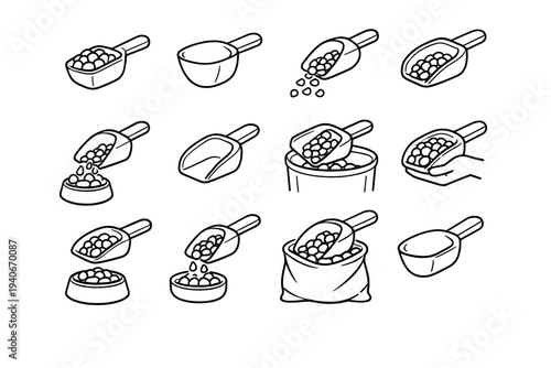 Kibble pet proportions vector form design handling icon simple scoop tool