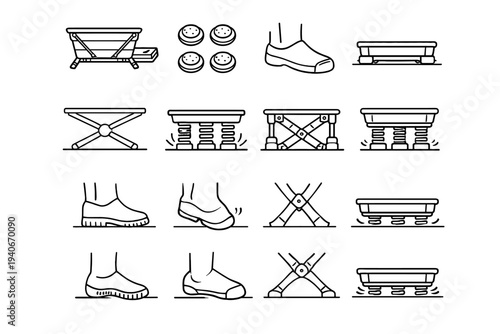 Feet rubberized vector laundry support icon points foldable stability basket outline placement