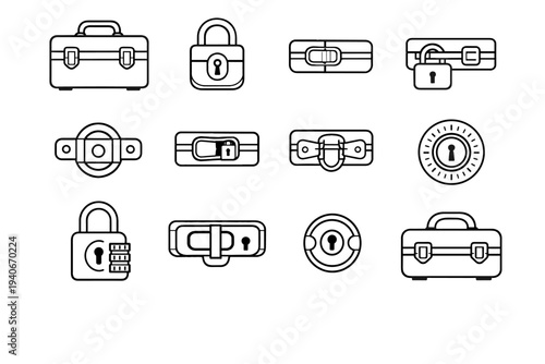 Outline case vector lockable locking design tidy precise icon makeup privacy portable