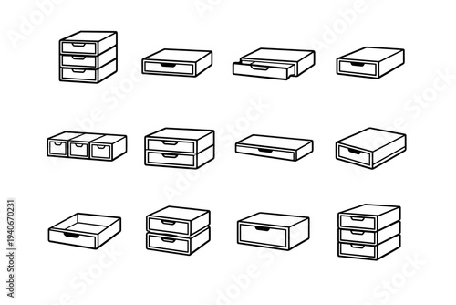 Icon compatibility clearance drawer proportions solution clean height vector discreet stackable