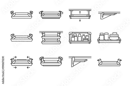 Efficient modern icon vector concept organization design clip platform neat shelf geometry
