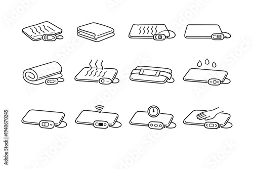 Heating balanced clean wellness home cushioned smart pad vector icon rectangular