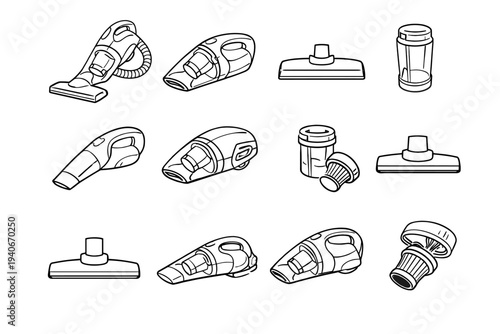 Pet dust casing vacuum head icon ergonomic modern hair body vector