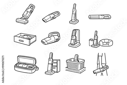 Icons easy length compact icon profile portability variant vector pet practical vacuum