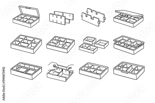 Feature inserts partitions tidy vector divider icons storage separator icon silhouette drawer