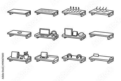 Tidy outline design platform vector icon neat modern openings structure shelf