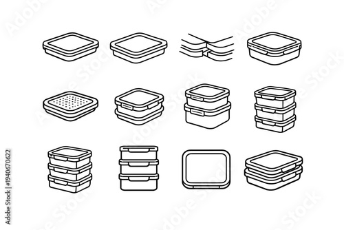 Icons stacking interlocking concept secure storage stackable container vector solution tidy icon