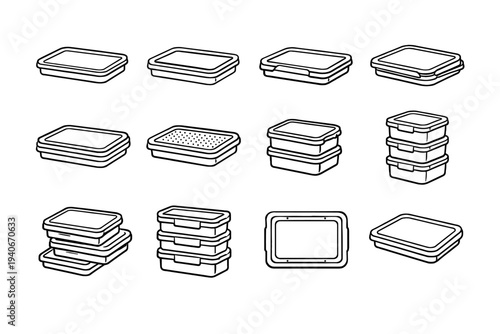Tidy lid modern secure surface silhouette storage form vector icons container icon