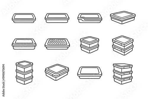 Silhouette storage stackable vector neat feature nesting ridge icons icon modern stacking
