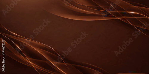 Dark chocolate and brown leather backgrounds blend with liquid silk waves and soft purple light patterns in a digital fabric design featuring fractal curves and smoke lines