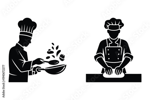 Chef Cooking and Baking Silhouette Icons
