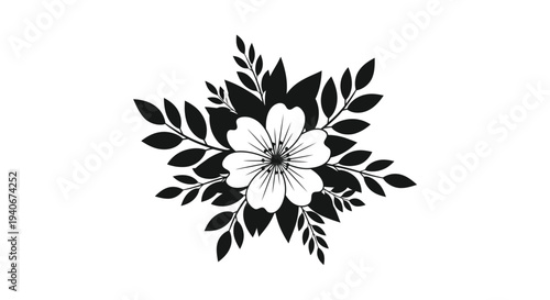 Elegant floral arrangement a black and white botanical illustration