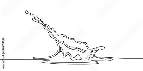 Continuous line hot soup splash in bowl minimal food illustration