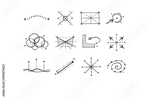 Icon hints informal marks guide vector construction image indicators generation loose structure