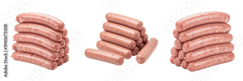 set of raw sausage meat bratwurst pork beef breakfast links grocery food transparent background png