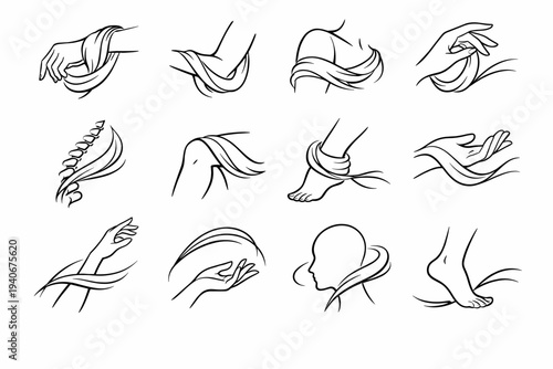 Turn roll icon image satin knee smooth silk vector simple ankle arc