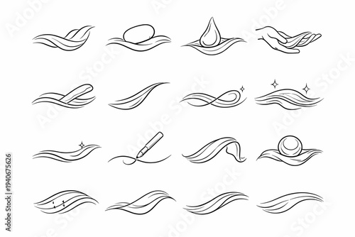 Sweep motion vector linework icons polished steady icon arc silk stroke thoughtful