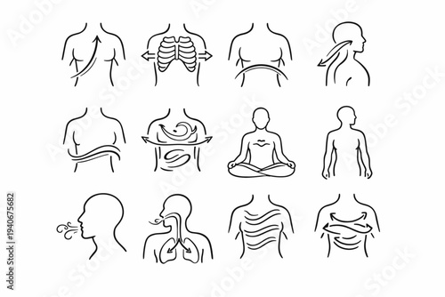 Image sweep icon body contour arc vector diaphragm airflow exhale simple flow