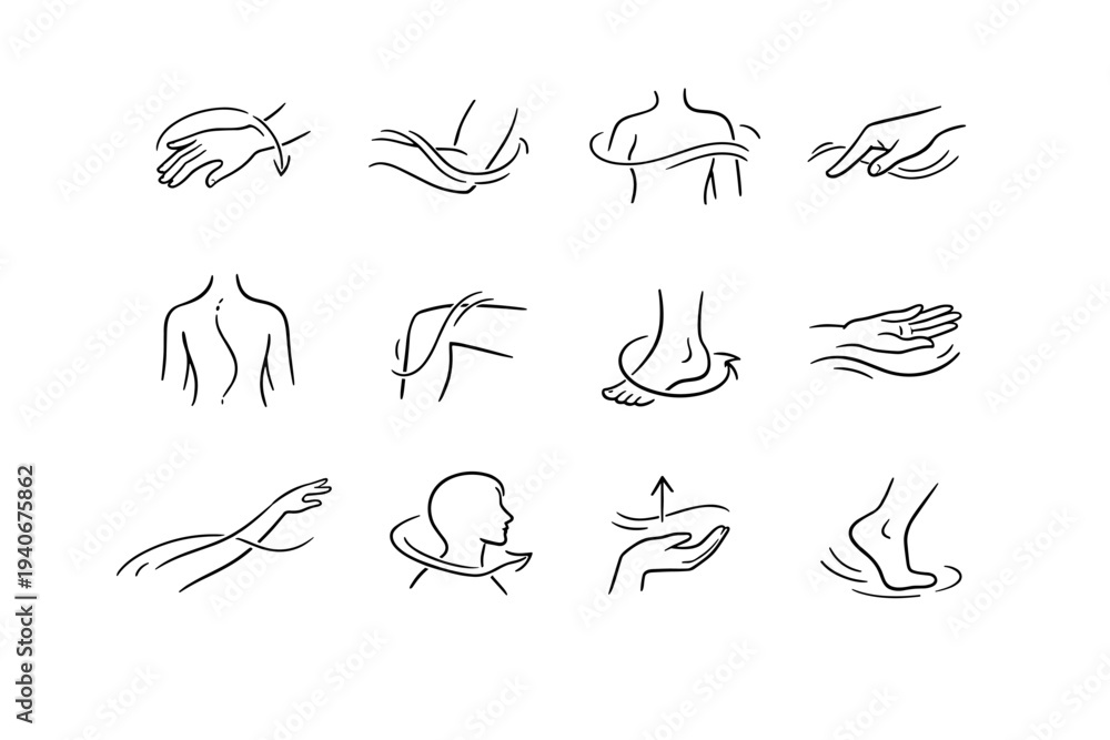 Fototapeta premium Smooth calm line icon image curve generation step shoulder sweep simple palm