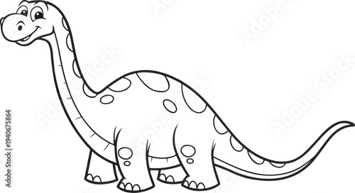 Brontosaurus dinosaur coloring page with long neck and tail long tail