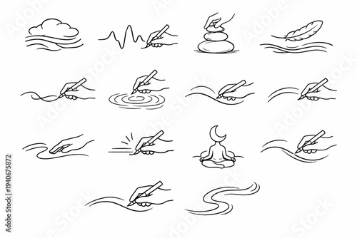 Icons patient vector arc icon calm line motion mindful relaxed thoughtful drafting