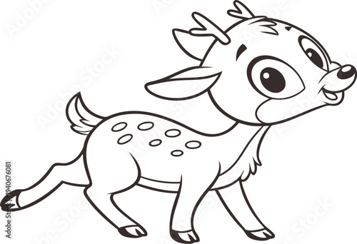 Cute baby deer with small antlers and spots coloring page fawn cartoon