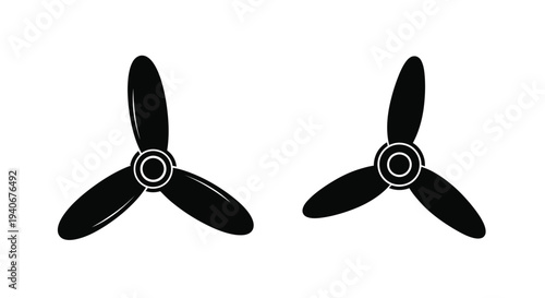 Two black propeller icons isolated on a white background
