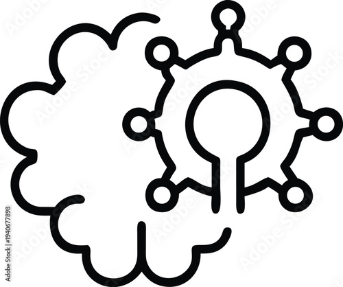 Artificial Intelligence Brain Network Line Art Icon
