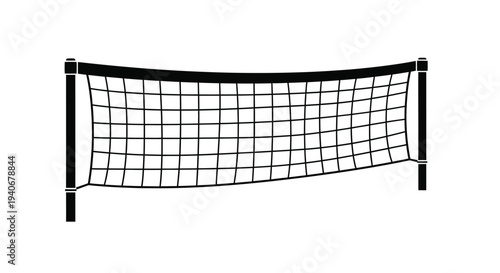 Simple black and white illustration of a volleyball net on a white background
