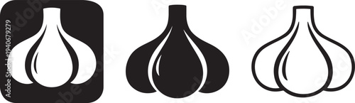 Garlic Bulb Silhouette Food Icon.
