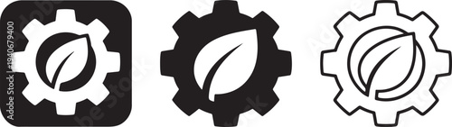 Eco Technology Gear Leaf Icon.