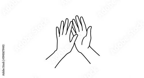 A simple line drawing depicts two hands giving a high five