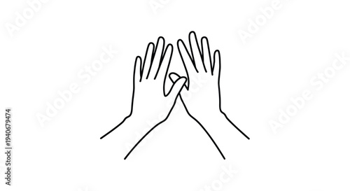 Two hands shown in a high five gesture depicted in a simple line drawing