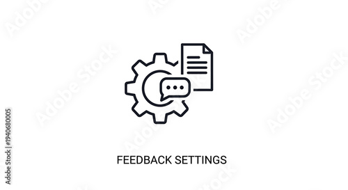 Modern outline icon representing configuration options for user feedback and communication, symbolizing system settings for reviews, suggestions, and customer experience improvement