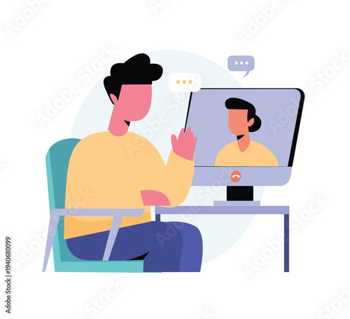Video conference vector concept online meeting, webinar, video call illustration
