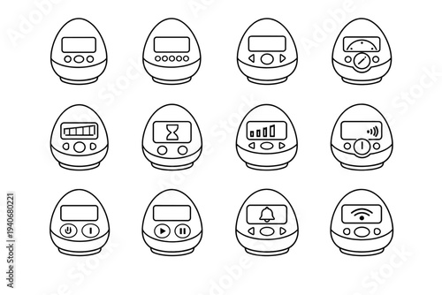 Handling finish safety timer design icon kitchen egg modern digital vector