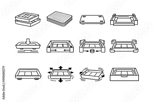 Geometry secure tray rubberized solution icon pads stability vector utensil stackable base
