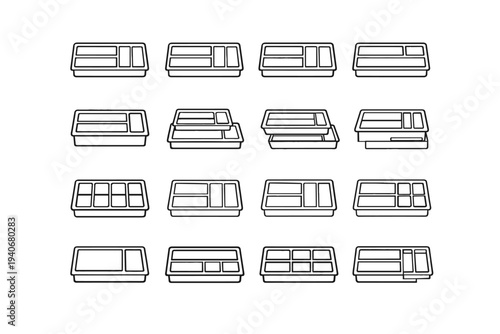 Style design icon smooth compartments kitchen utensil contemporary tray modern clean vector