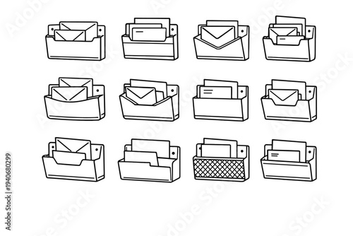 Surface vector refined icon interior panel mounted outline wall support mail