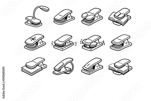 Icon mounting material clip outline clamp light paper book contact rubberized careful